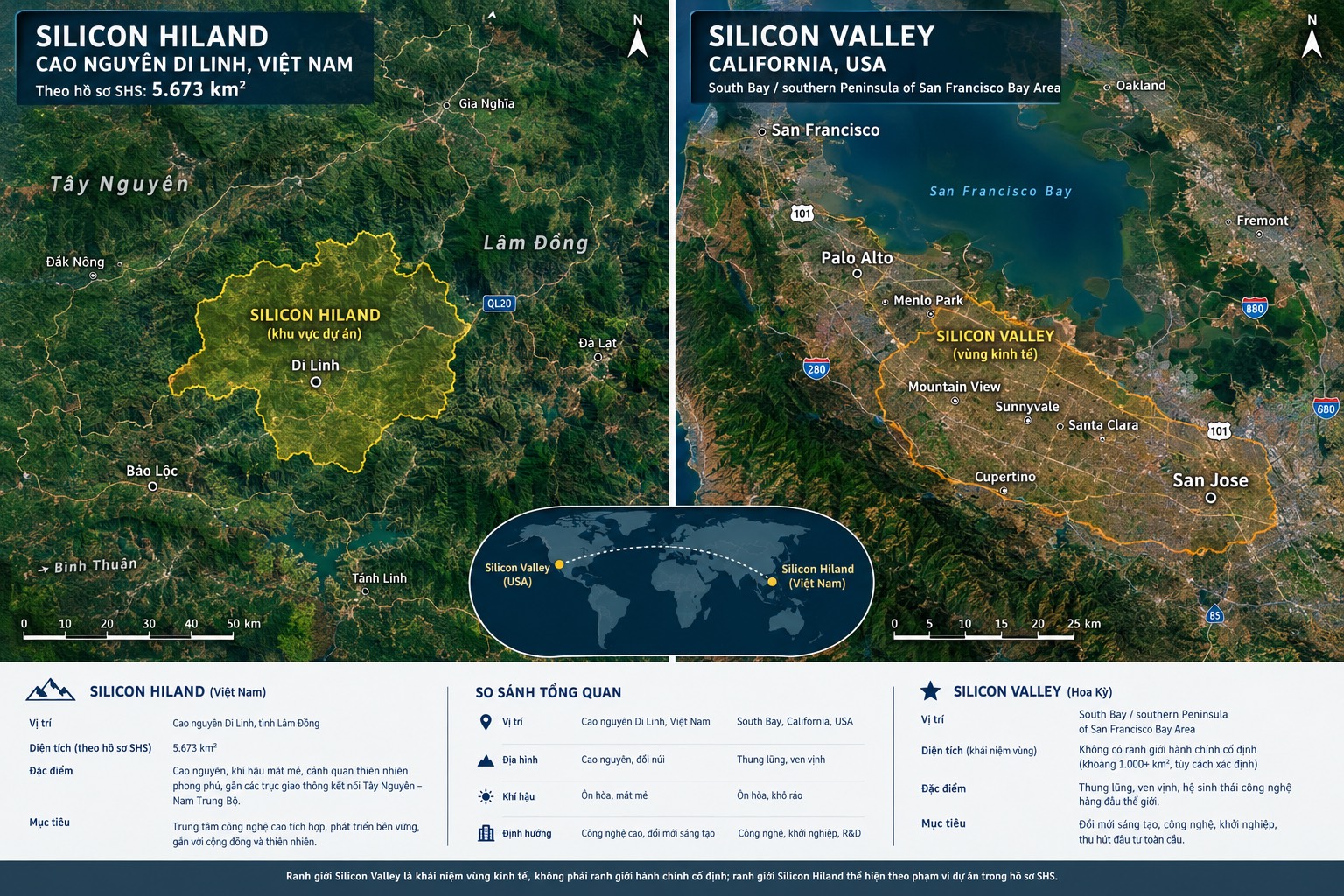 Silicon Hiland (cao nguyên Di Linh) so với Silicon Valley